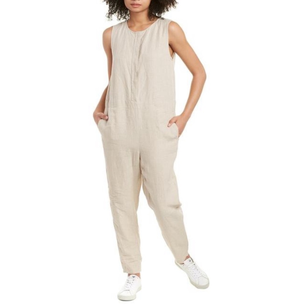 Eileen Fisher Organic Linen Round Neck Jumpsuit